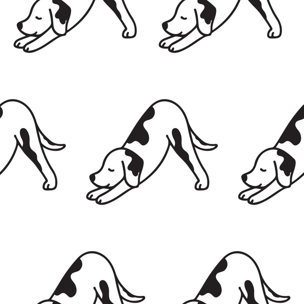 pattern with an icon of a dog doing yoga, namely in the downward dog pose, for logos and various designs vector