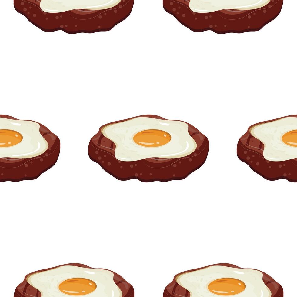 pattern with icon of fried meat patty for hamburger toasted on grill and fried chicken egg, for international hamburger day vector