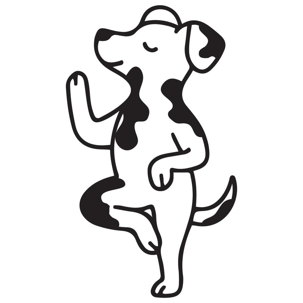 a simple icon of a dog doing yoga, namely balancing on one paw, for logos and various designs vector