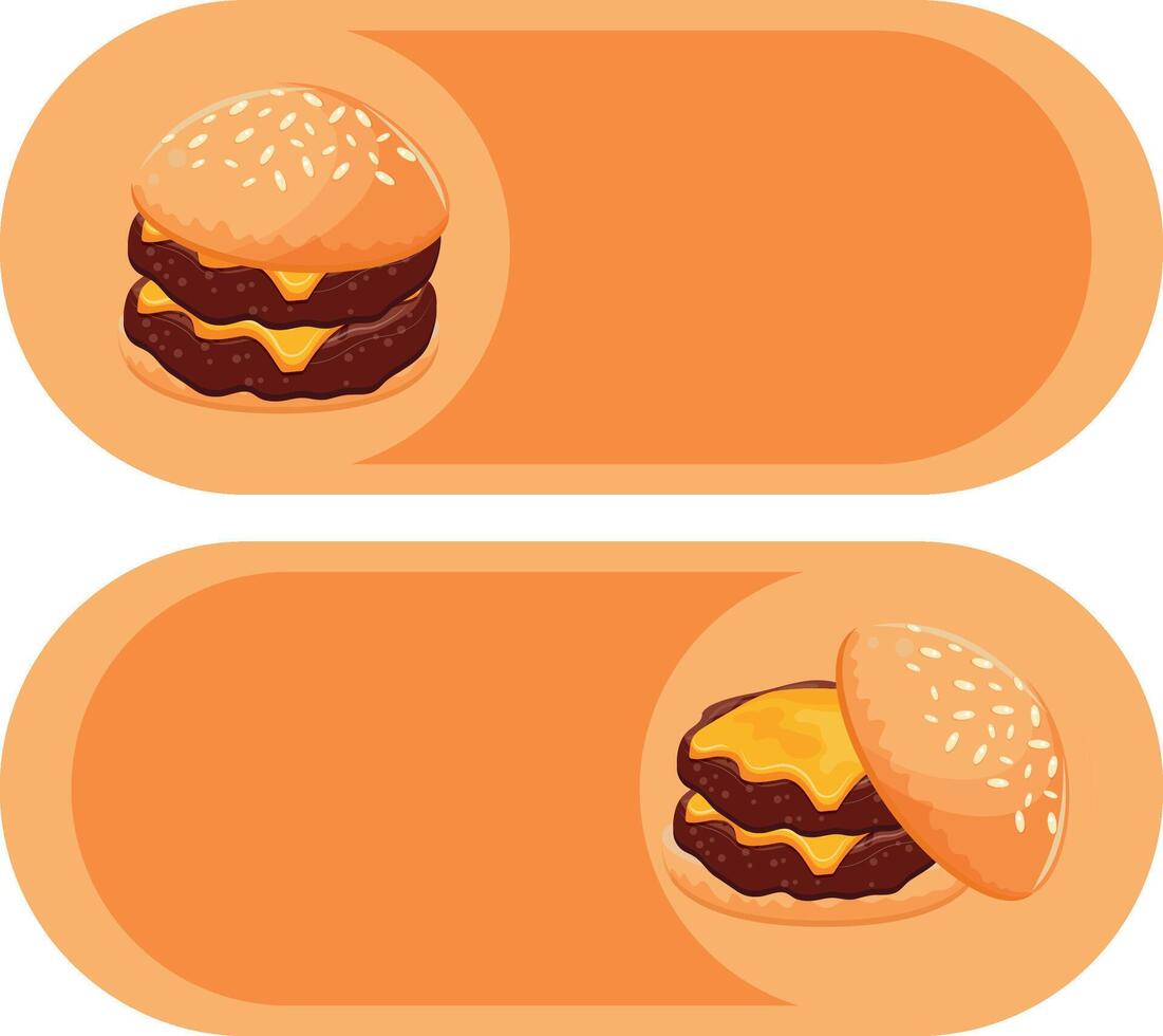 button on with burgers, namely with a burger with fried patties, melted cheddar cheese in a wheat bun with congee, for World Burger Day vector