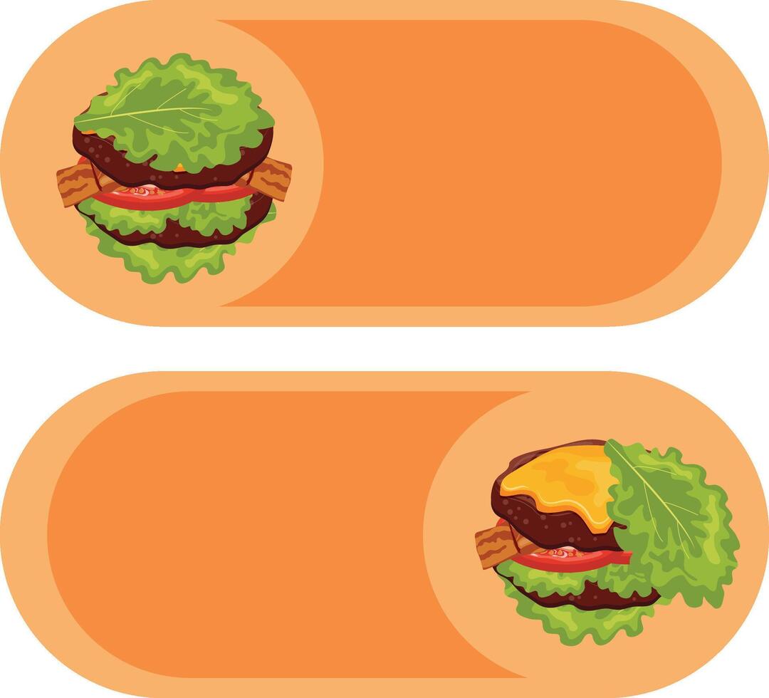 button on with burgers, namely with a burger with fried patties, melted cheese, bacon, vegetables in lettuce leaves instead of buns, for World Burger Day vector