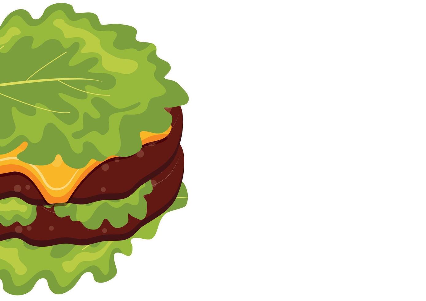 poster with burgers, namely with half a burger with a fried patty, cheddar cheese and leaves instead of a bun, for World Burger Day vector