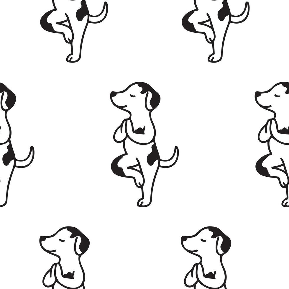 pattern with a simple icon of a dog doing yoga, namely standing in tree pose, for logos and various designs vector