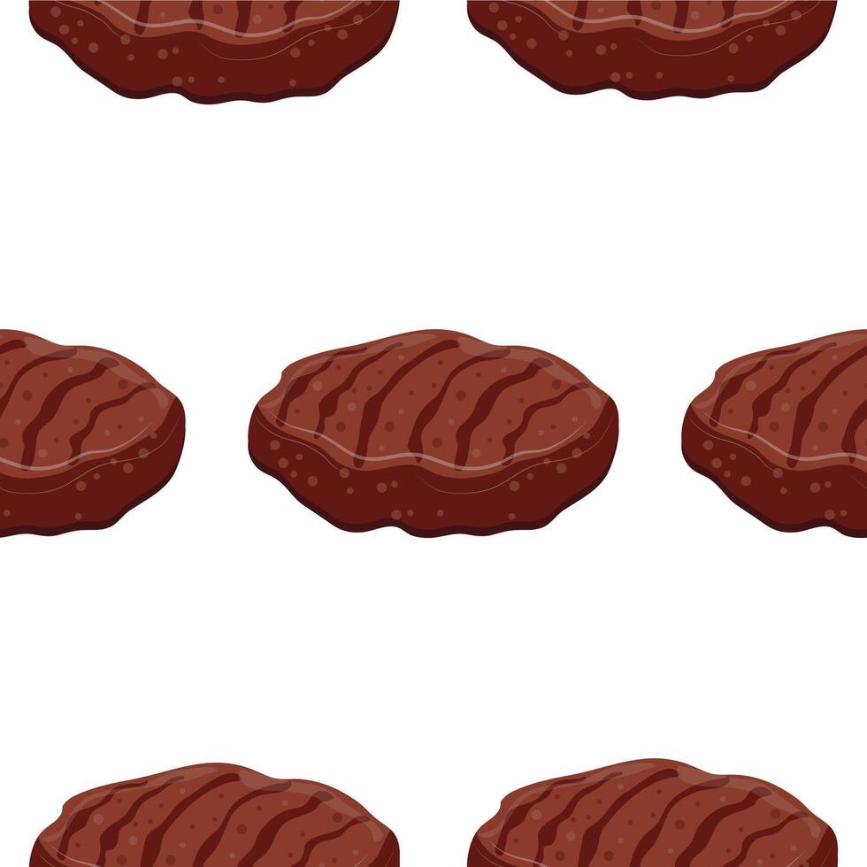 pattern with the image of a fried meat patty for a burger, fried on the grill, for International Hamburger Day vector