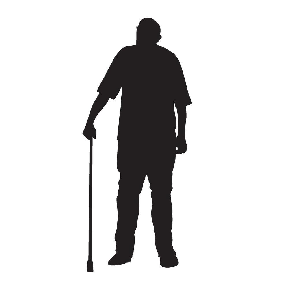 Silhouette of senior man vector