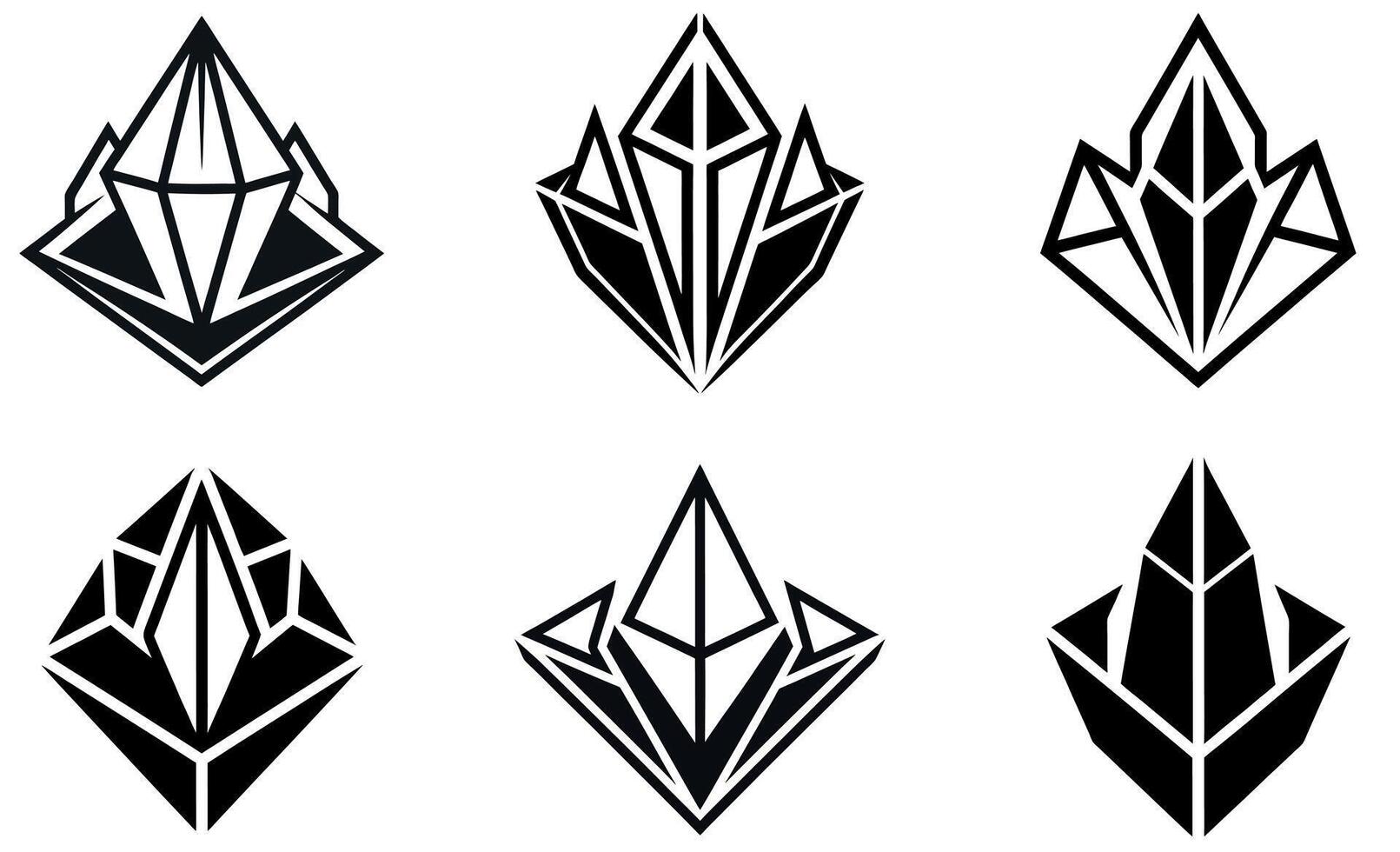 simple geometric crystal designs, rendered in bold vector