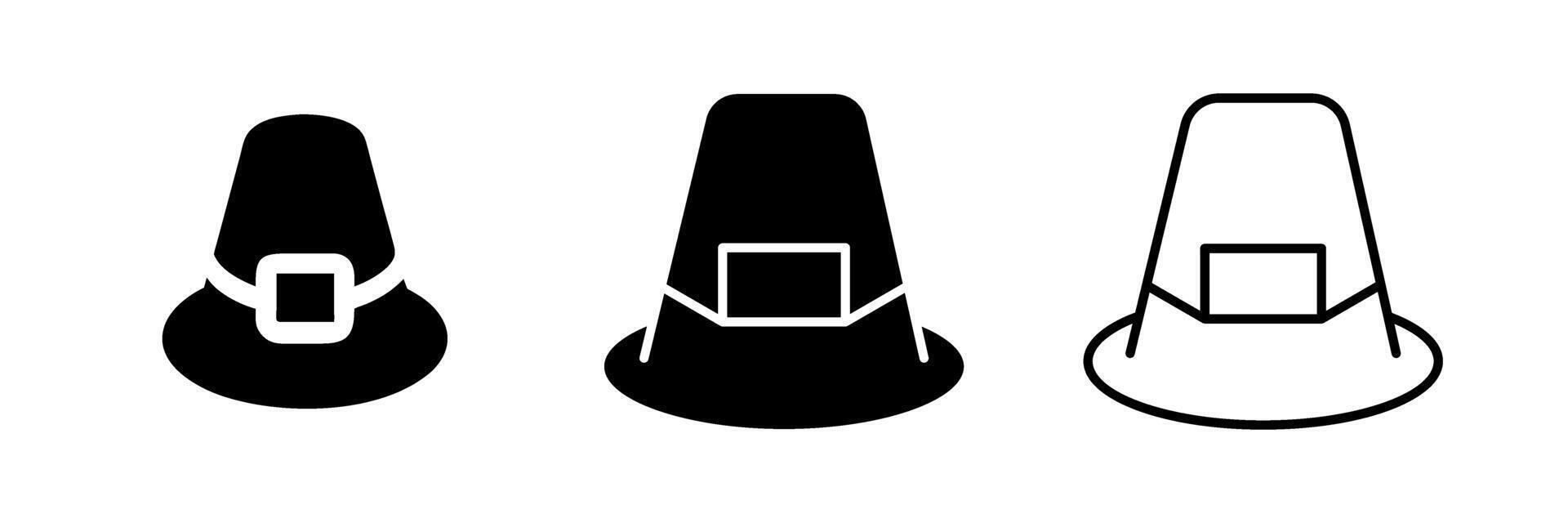 A simple icon set featuring pilgrim hats, perfect for Thanksgiving, history, and cultural designs. vector