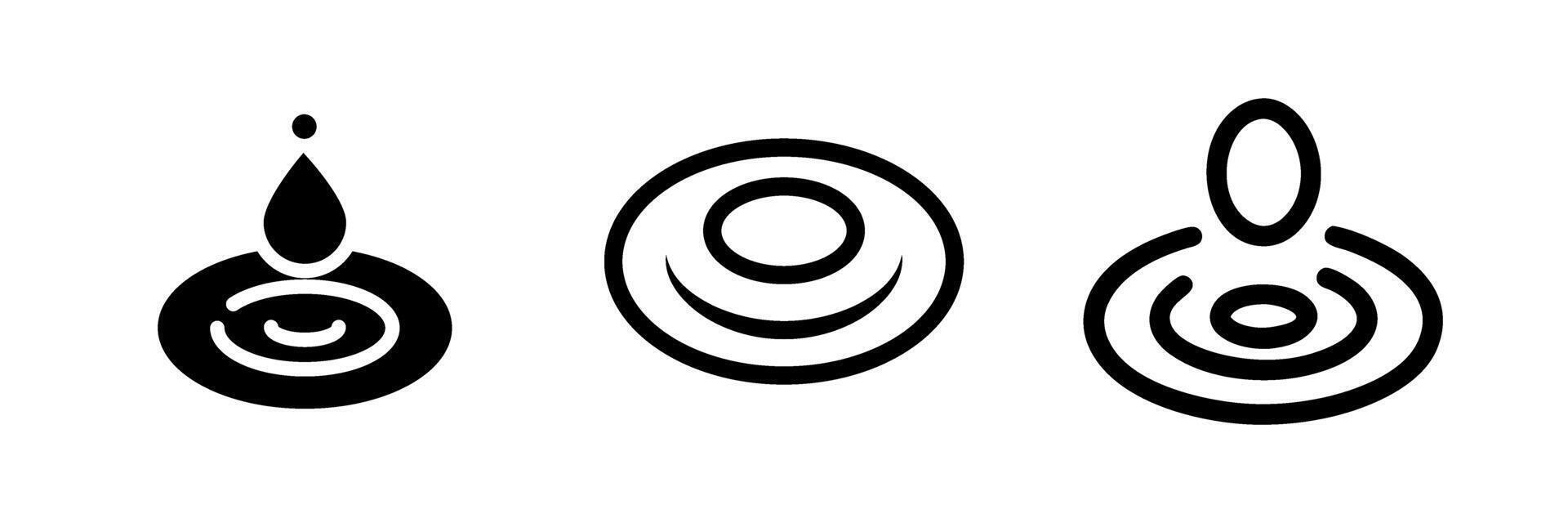 A minimalist icon set featuring water ring ripples, suitable for nature, water, and tranquility designs. vector