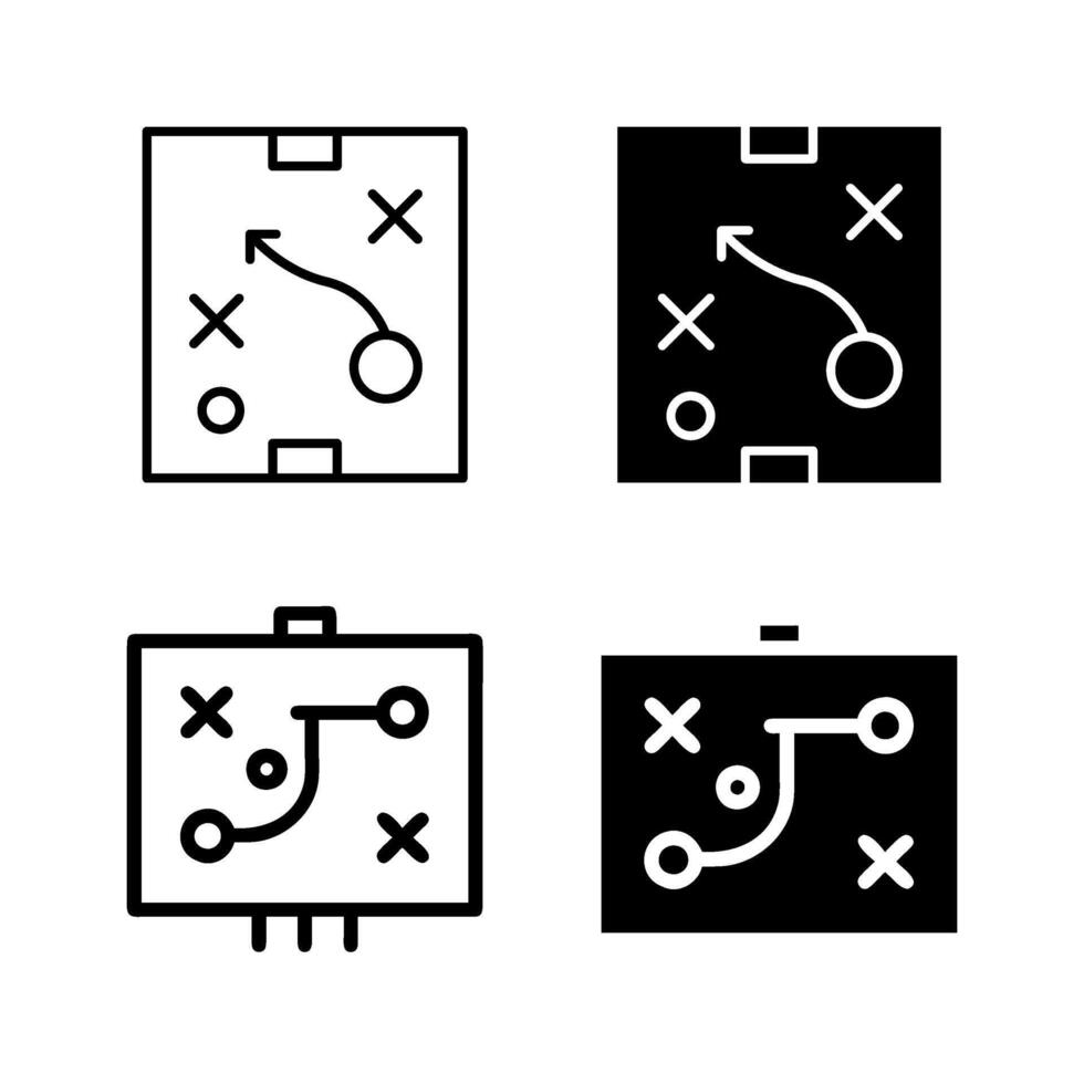 A modern icon set showcasing football tactics symbols, suitable for sports and strategy designs. vector