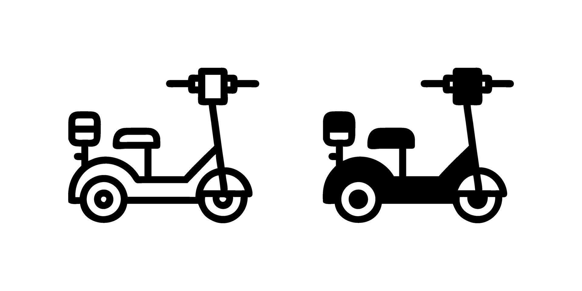 A simple icon set depicting electric scooters, ideal for eco friendly and urban mobility designs. vector