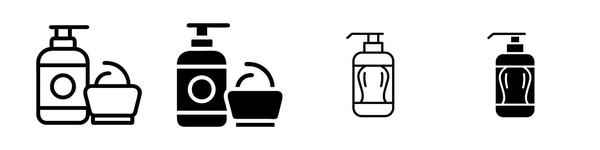 A minimalist icon set depicting body lotions, suitable for skincare and beauty product designs vector