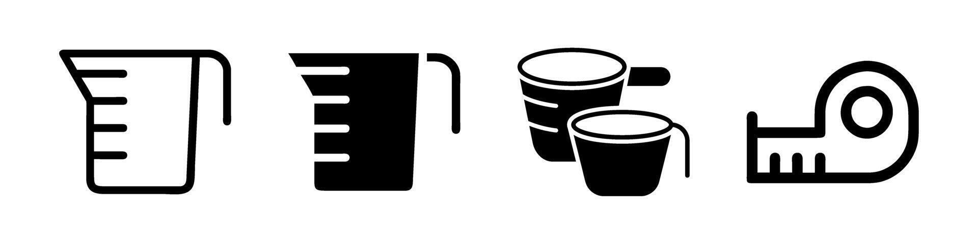 A minimalist icon set featuring measuring tape and measuring cup symbols, perfect for DIY and kitchen designs. vector