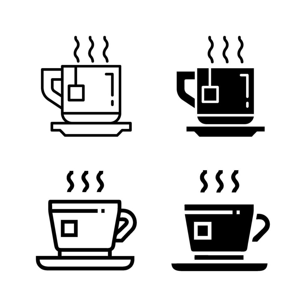 A modern icon set featuring hot tea cups, suitable for beverage and relaxation designs. vector