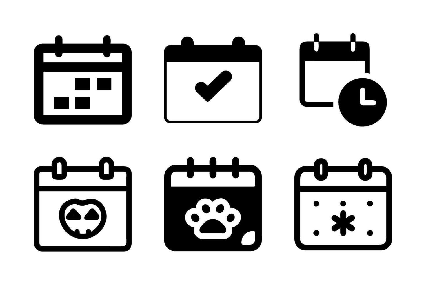 A simple icon set depicting calendars, ideal for scheduling and time management projects. vector
