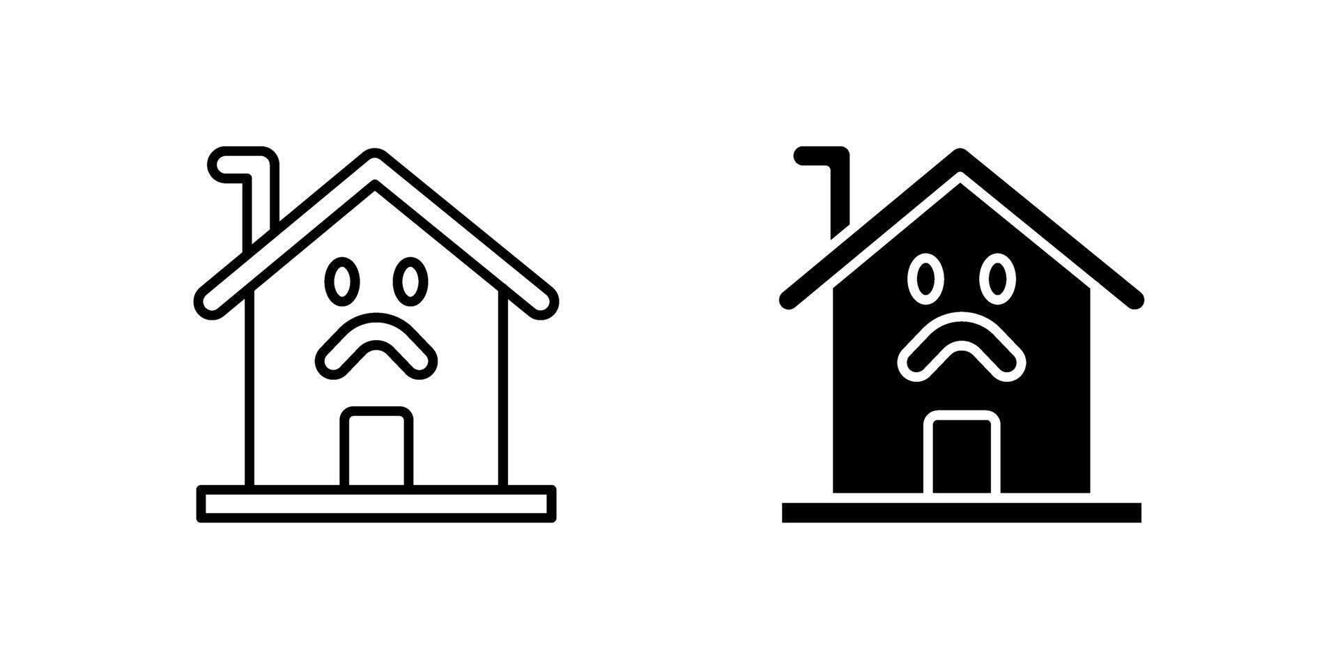 A minimalist icon set showcasing haunted houses, perfect for Halloween and spooky designs. vector