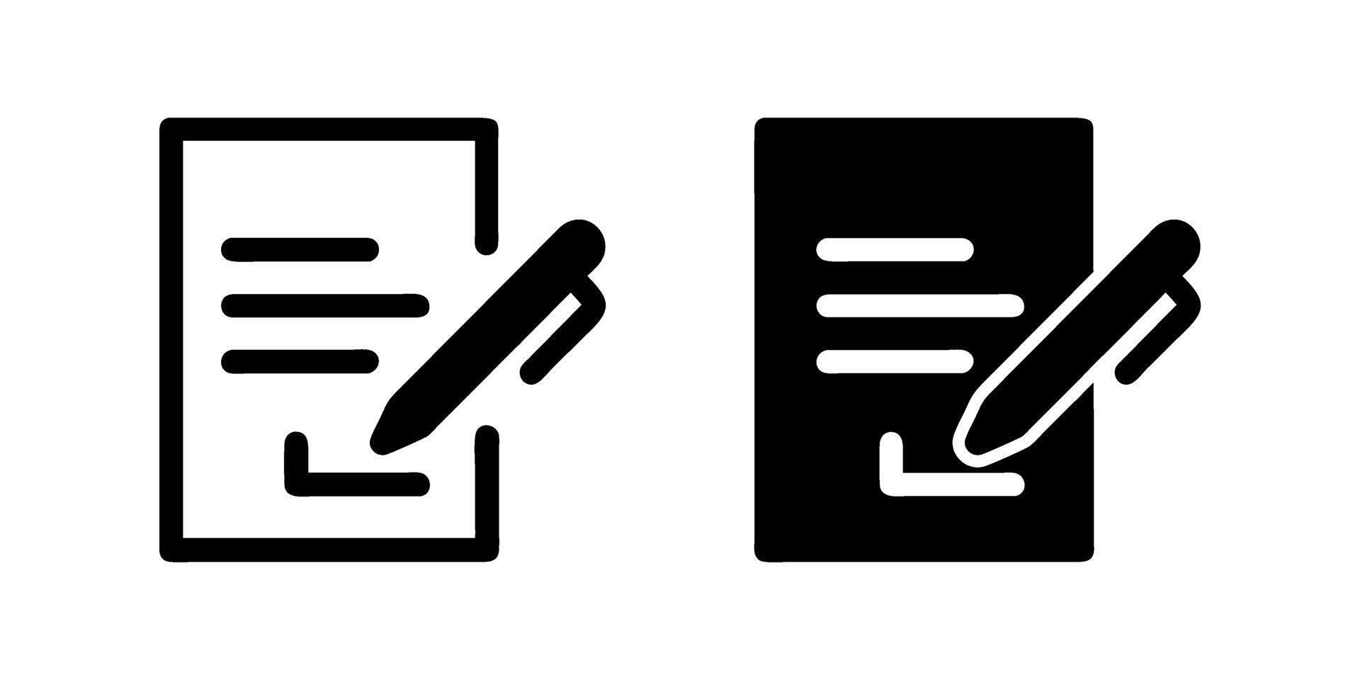 A modern icon set showcasing signature contract symbols, suitable for business and legal designs. vector
