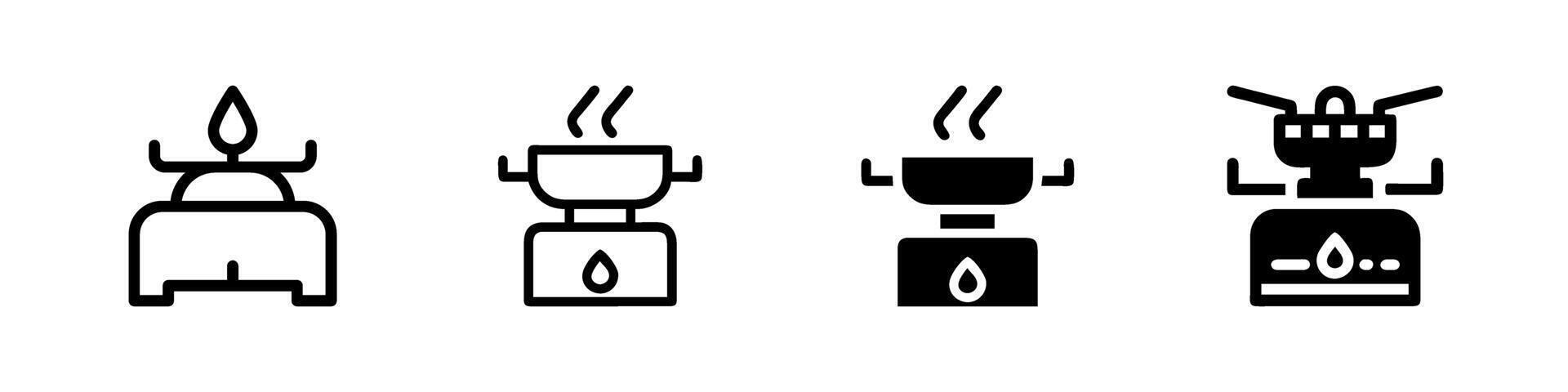 A modern icon set featuring camping stoves, suitable for outdoor, adventure, and camping designs. vector