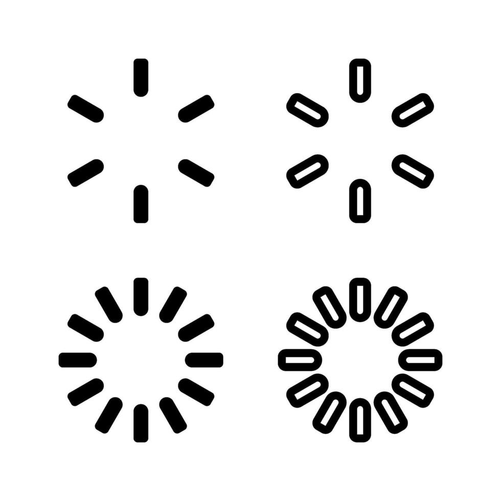 A minimalist icon set featuring loading spin symbols, perfect for technology and UI designs. vector