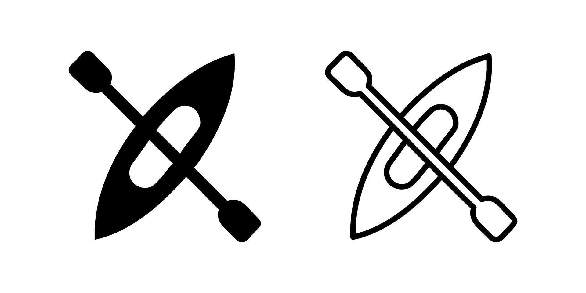A simple icon set depicting canoes, ideal for water sports, adventure, and nature designs. vector