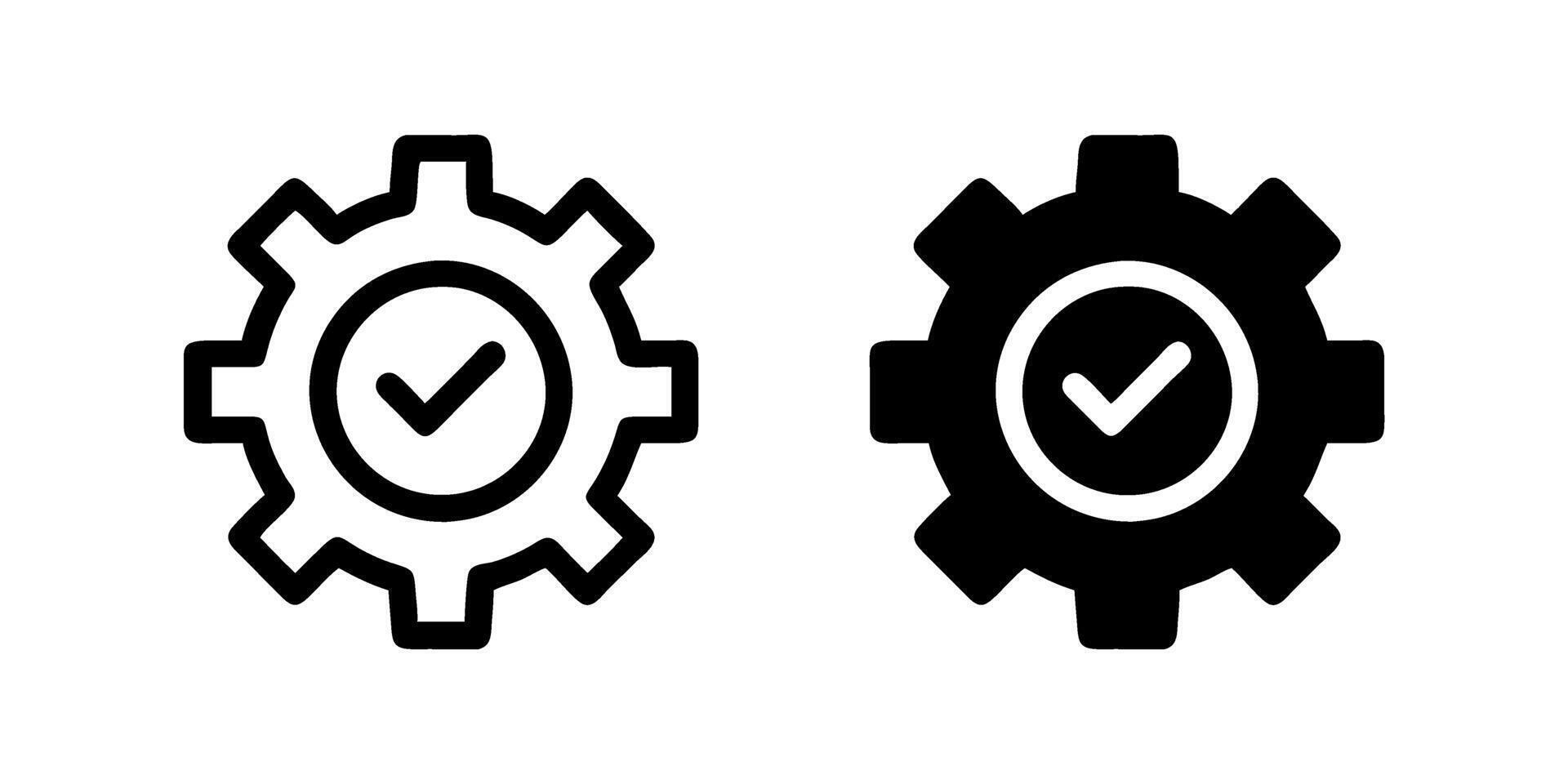 A minimalist icon set featuring gear tick symbols, perfect for technology and success designs. vector