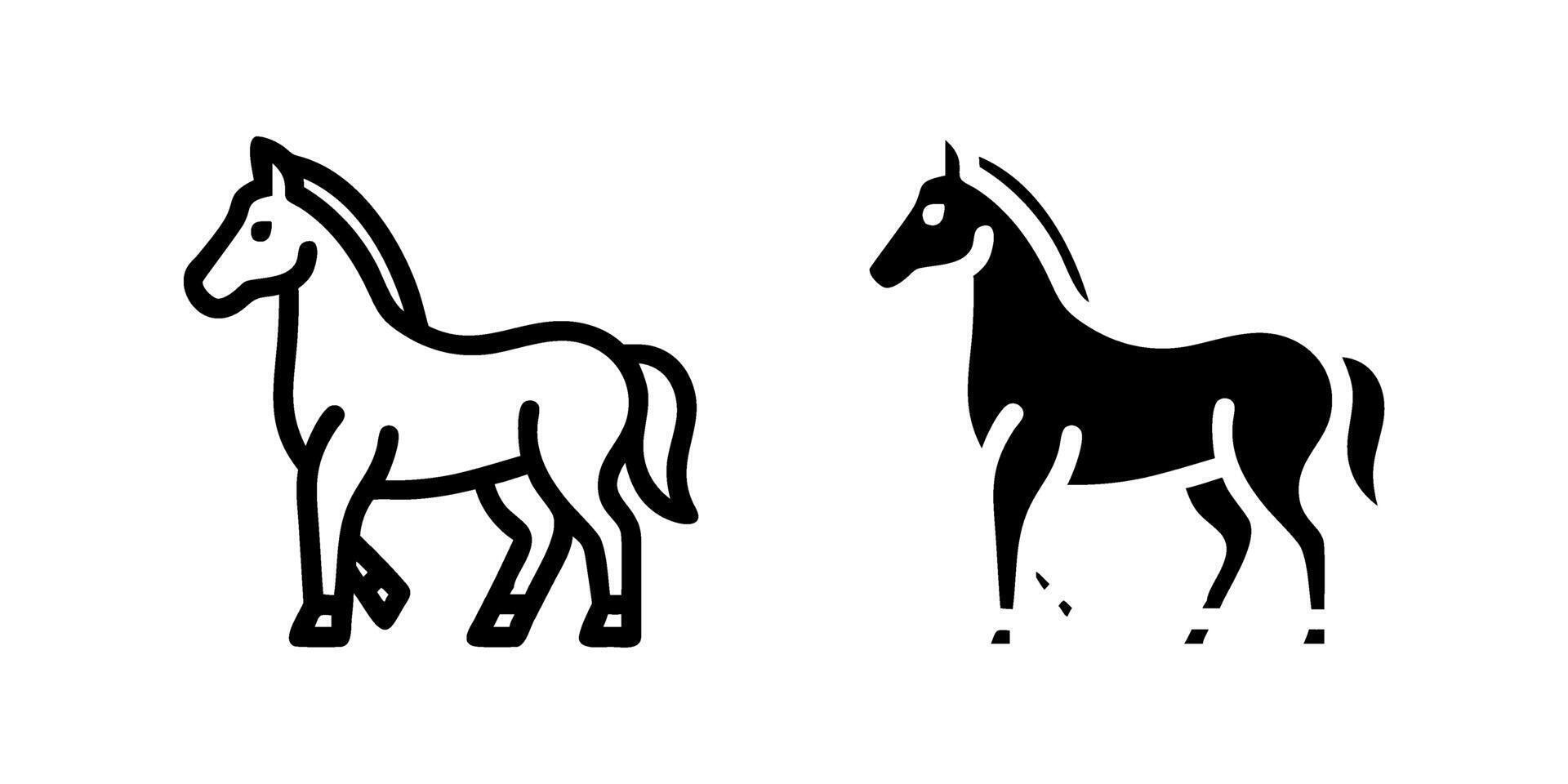 A modern icon set showcasing horses, suitable for animal and equestrian designs. vector