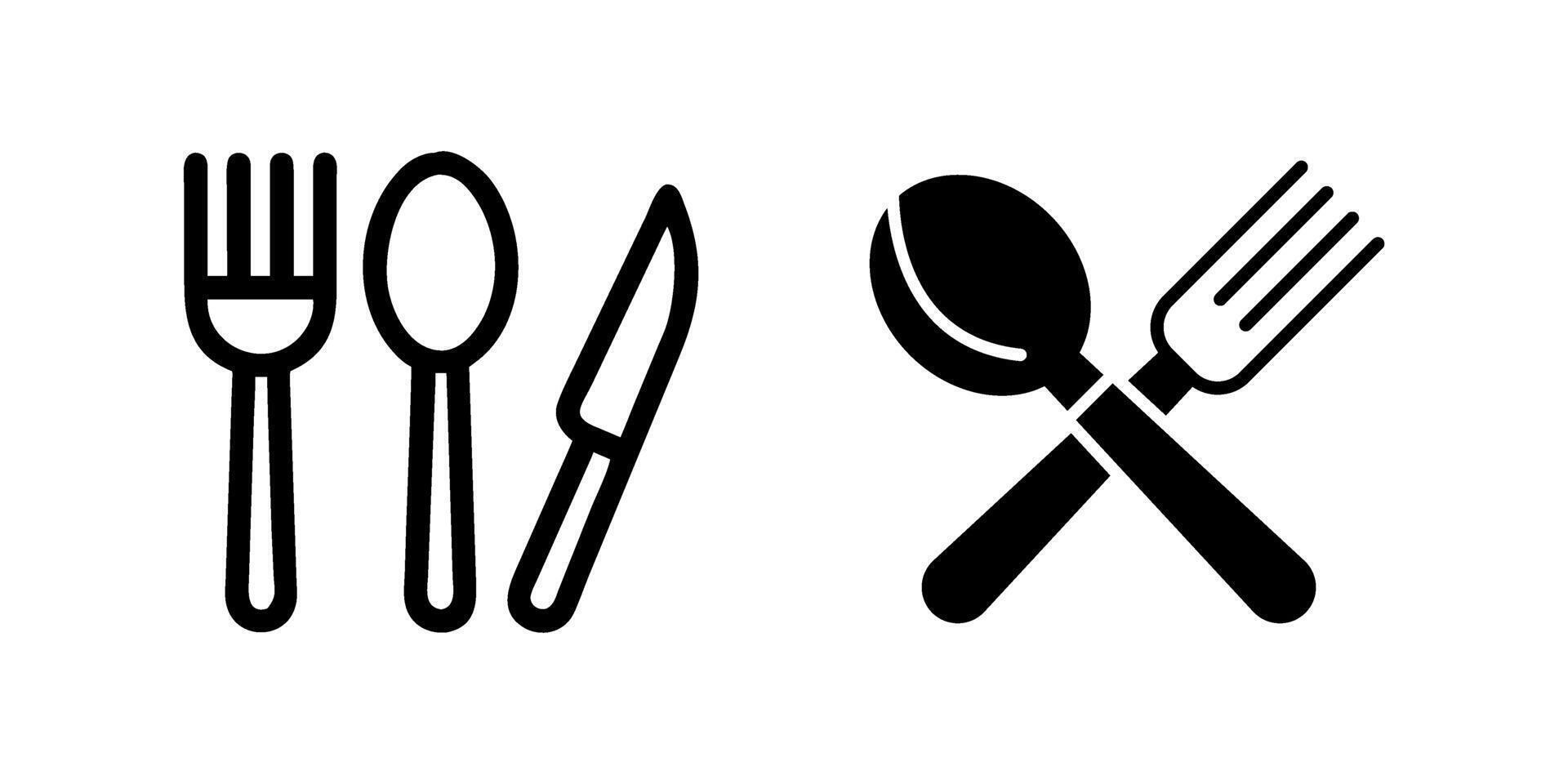 A minimalist icon set featuring cutlery, perfect for dining and kitchen designs. vector