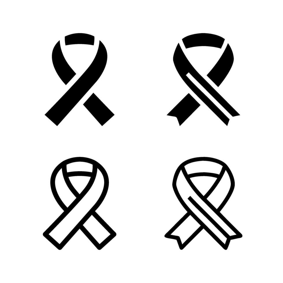A minimalist icon set showcasing mental health ribbons, perfect for awareness and wellness designs. vector