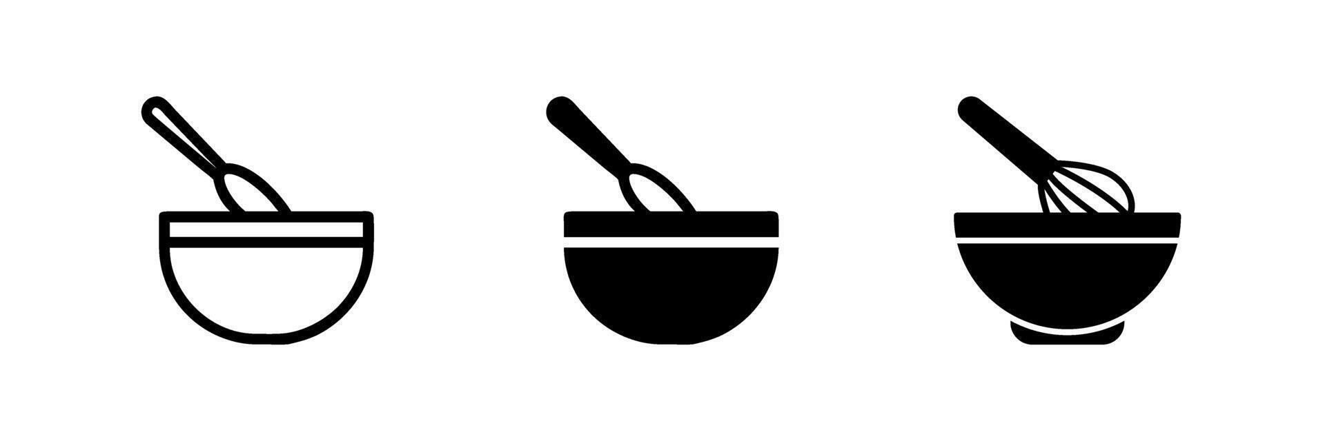 A minimalist icon set showcasing mixing bowls, perfect for cooking and baking designs. vector