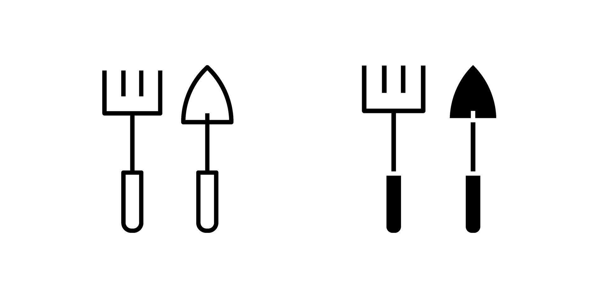 A simple icon set depicting gardening tools, ideal for gardening and nature designs. vector