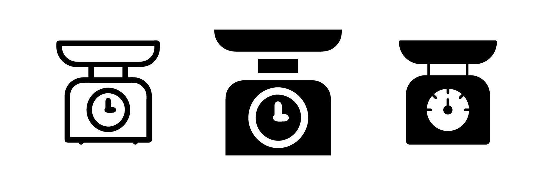 A simple icon set depicting kitchen scales, ideal for cooking and baking designs. vector