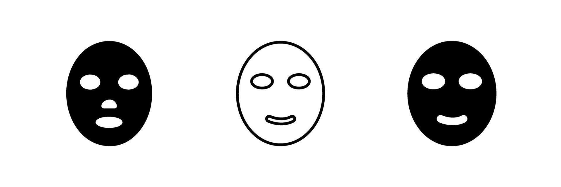 A minimalist icon set featuring beauty masks, suitable for skincare and self-care designs. vector