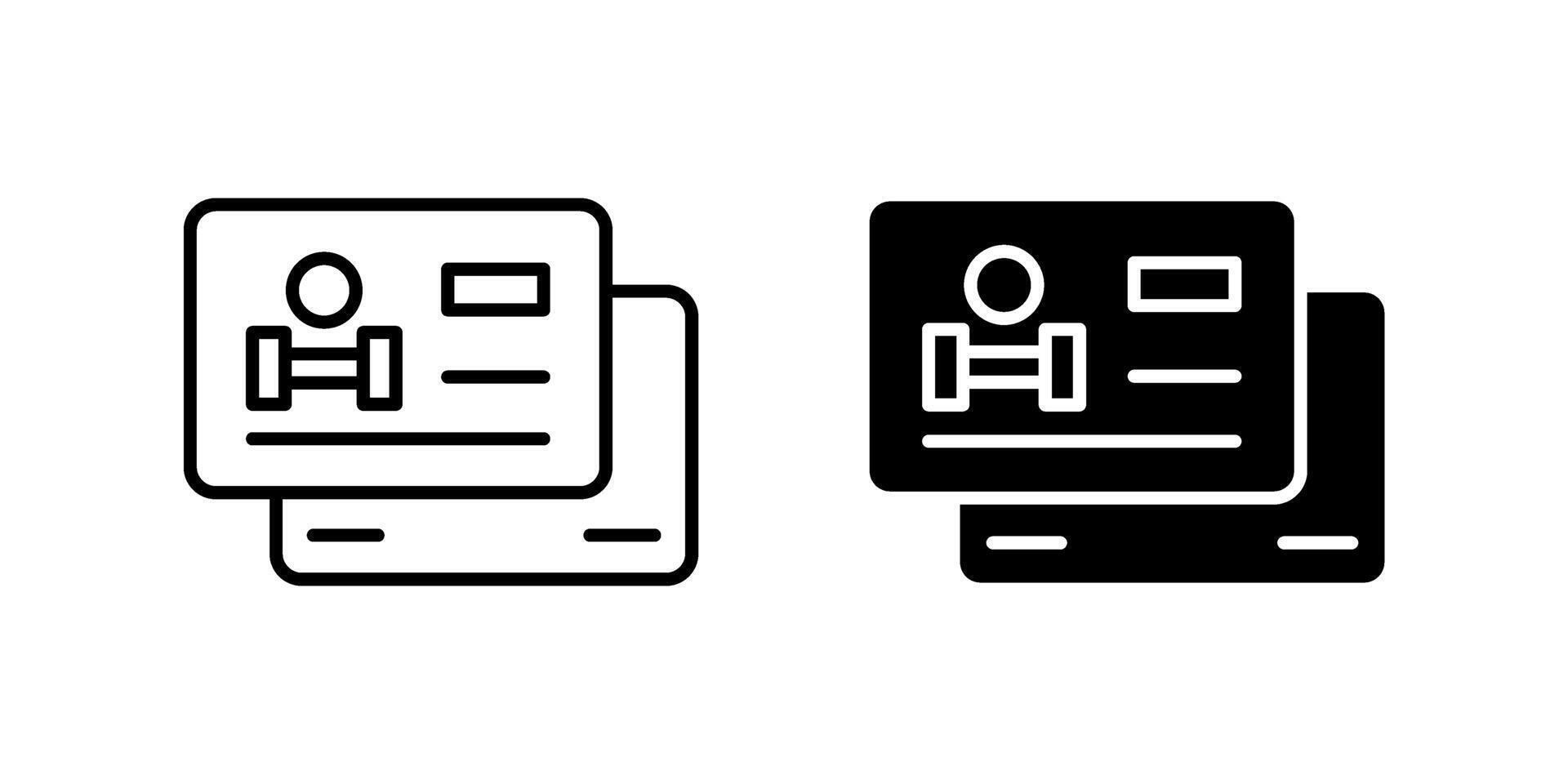 A simple icon set depicting gym member ID cards, ideal for fitness and membership designs. vector