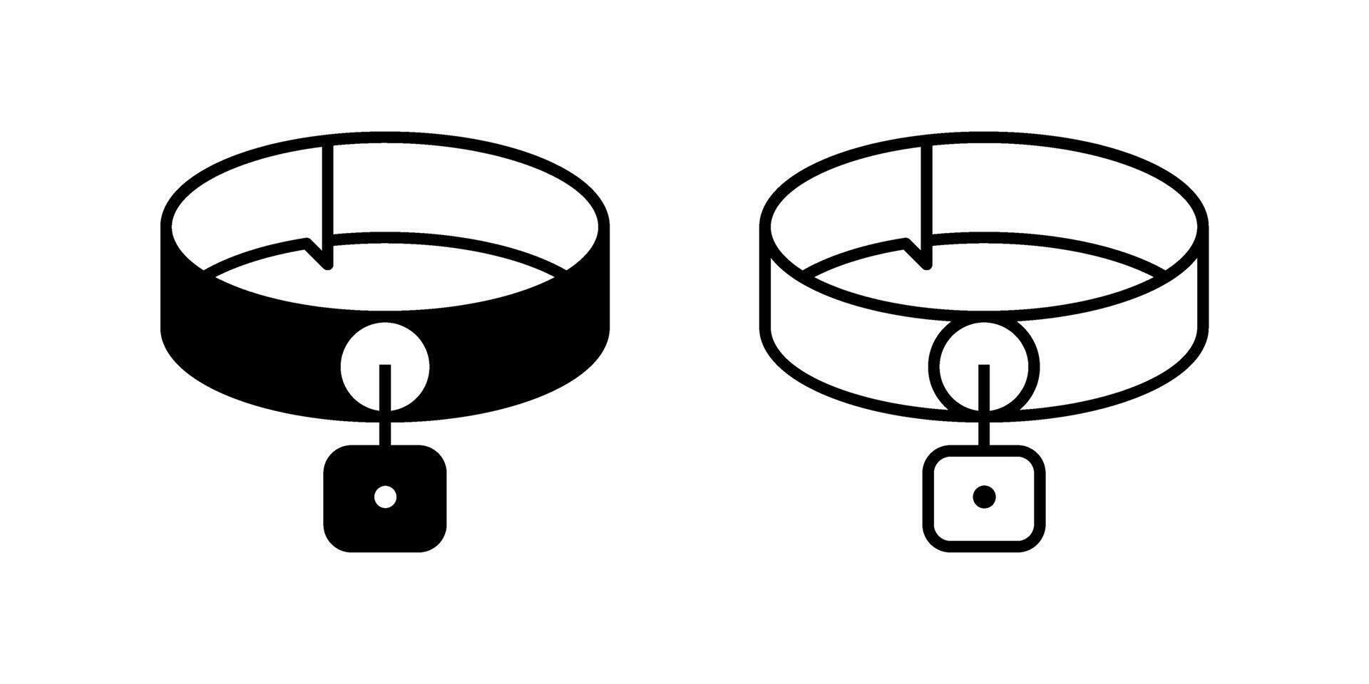 A minimalist icon set depicting dog collars, suitable for pet care and animal-themed designs. vector
