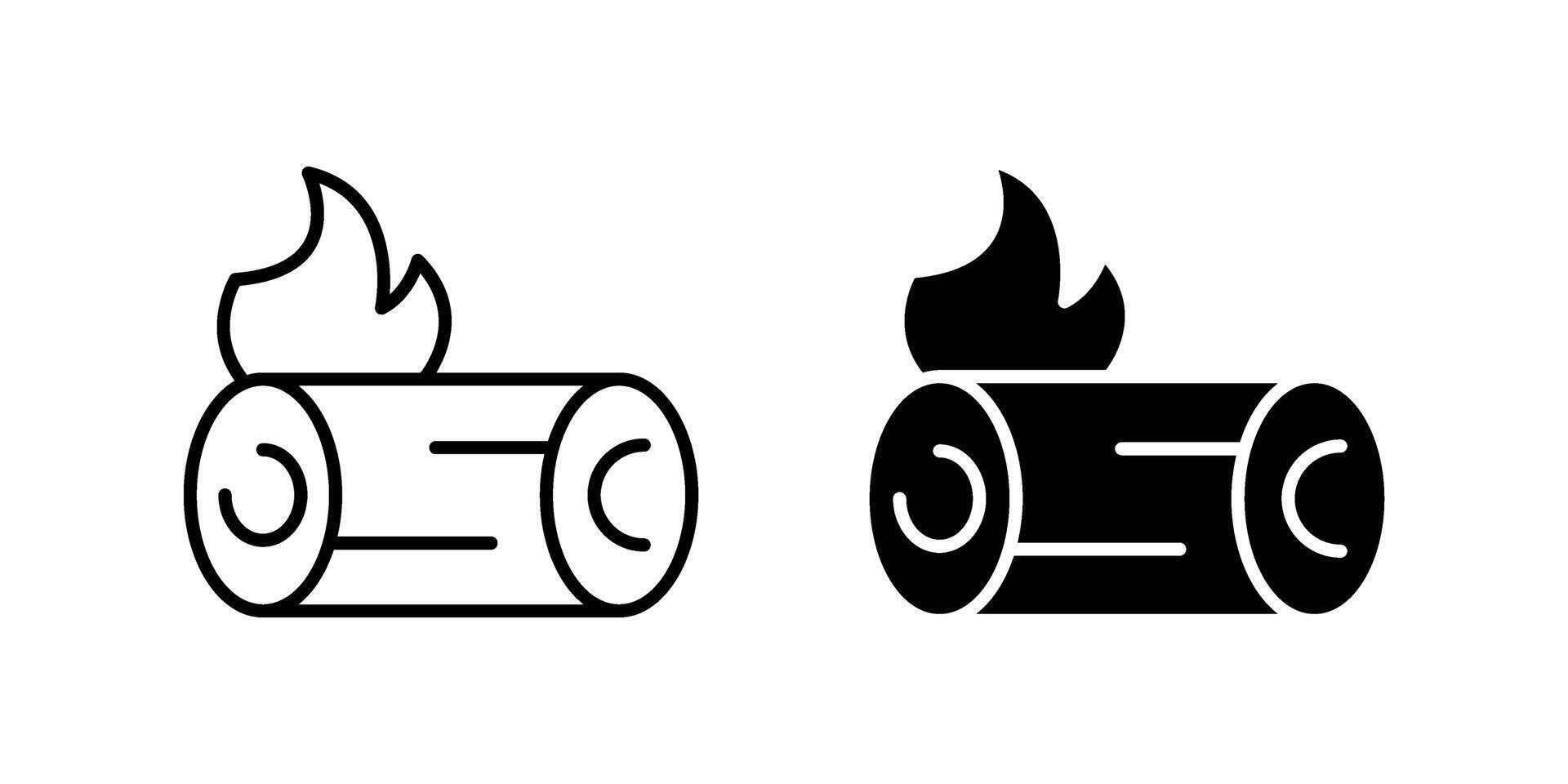 A minimalist icon set showcasing firewood logs, perfect for camping and nature designs. vector