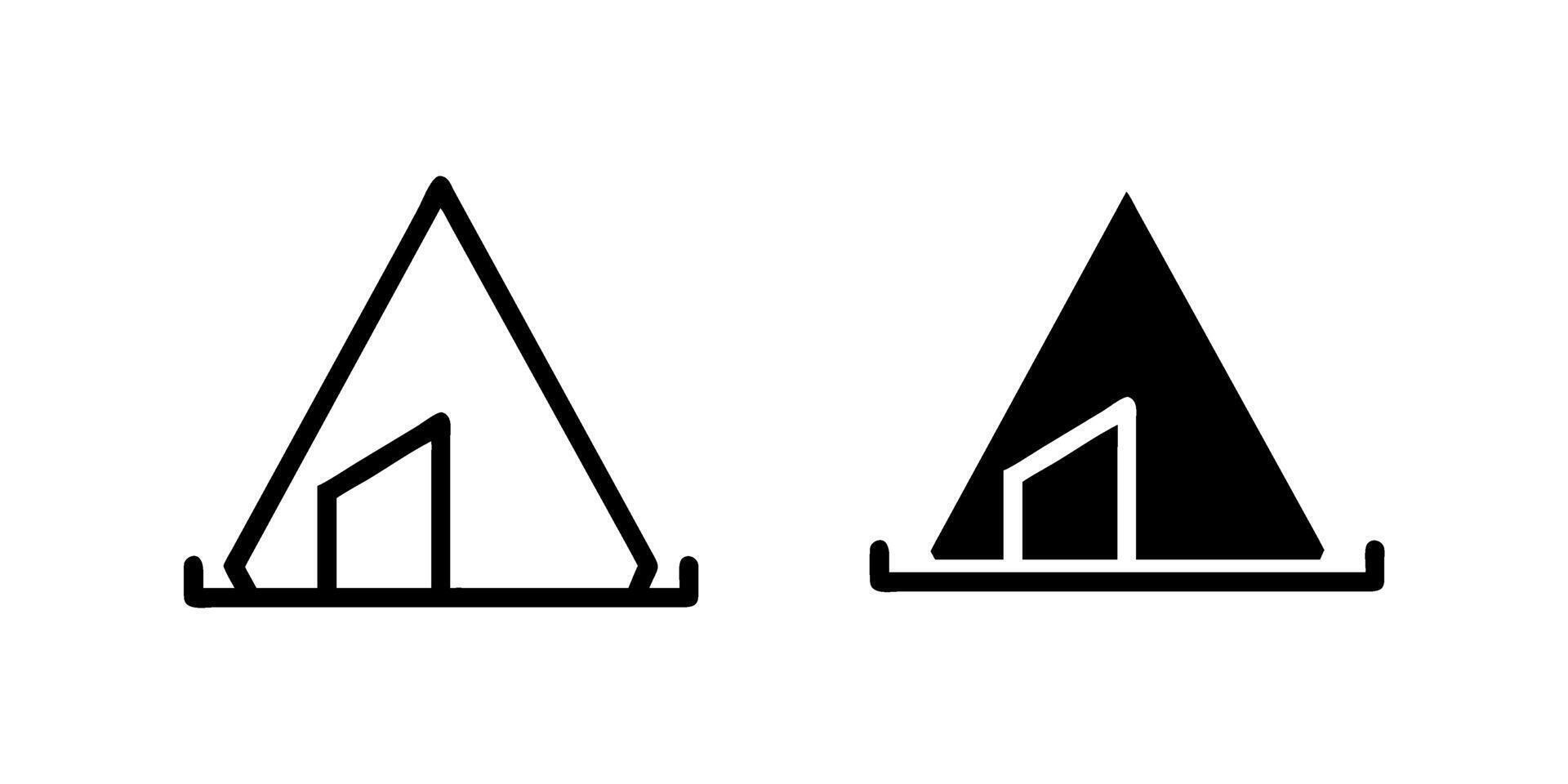 A minimalist icon set showcasing camping tents, perfect for outdoor and adventure designs. vector