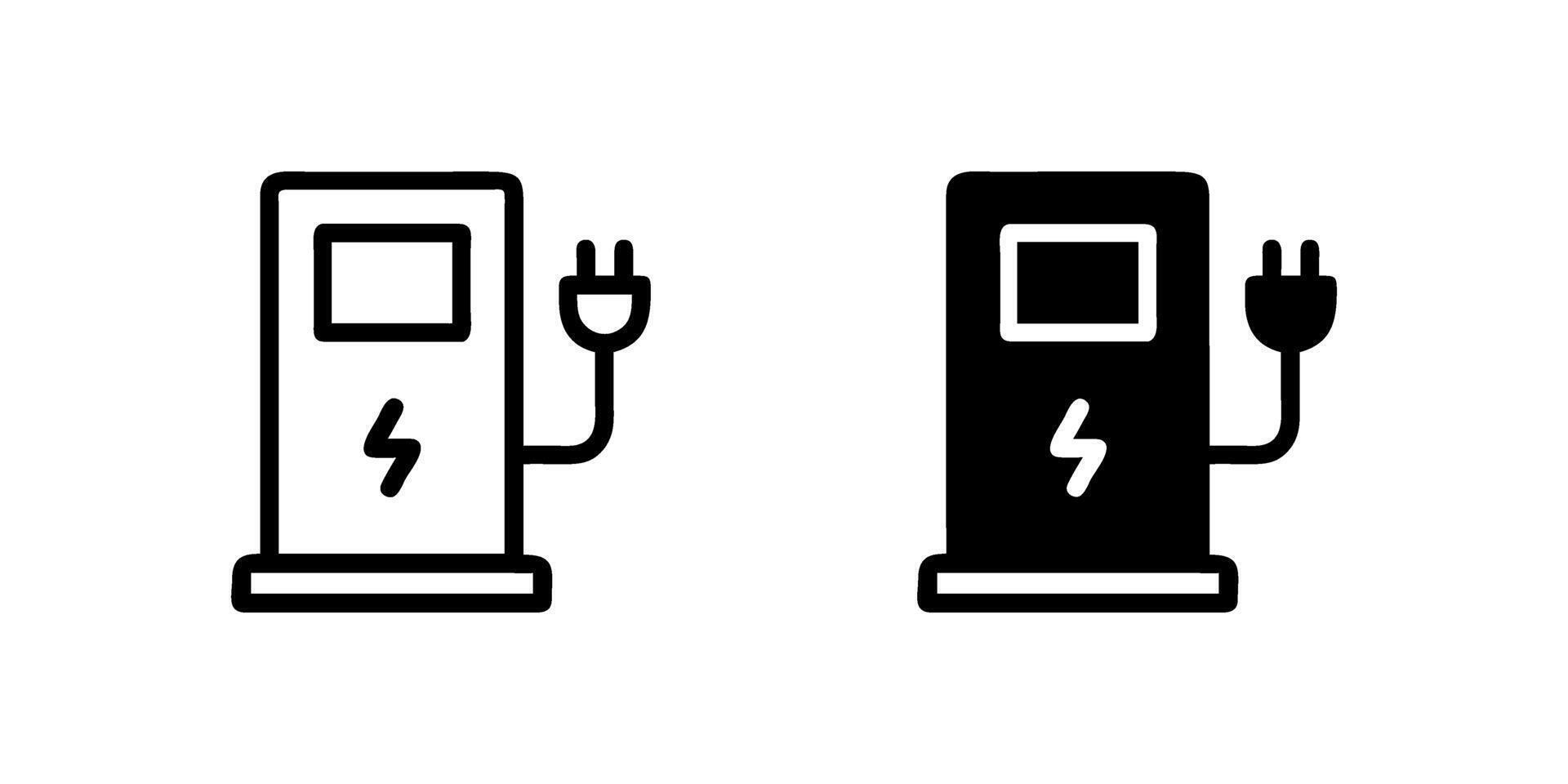 A simple icon set depicting electric vehicle charging stations, ideal for eco friendly and transportation designs. vector