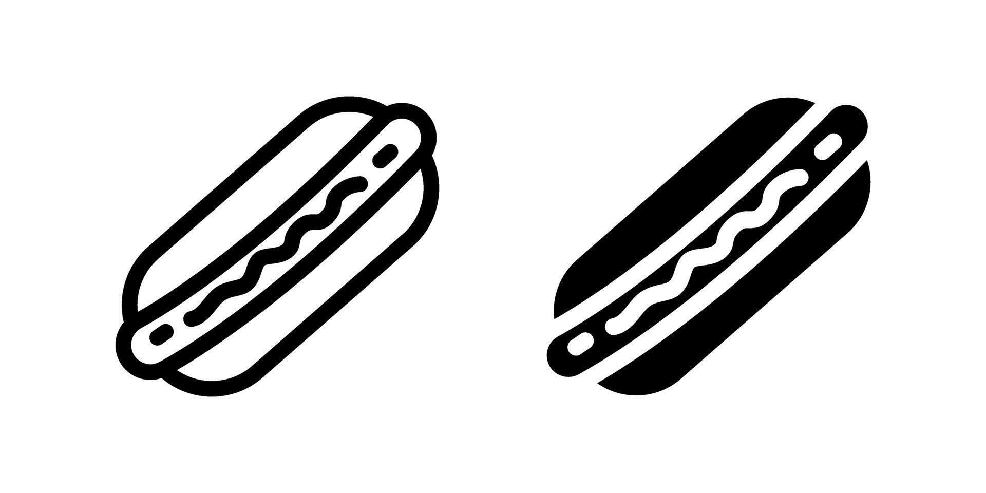 A simple icon set depicting hot dogs, ideal for food and snack designs. vector