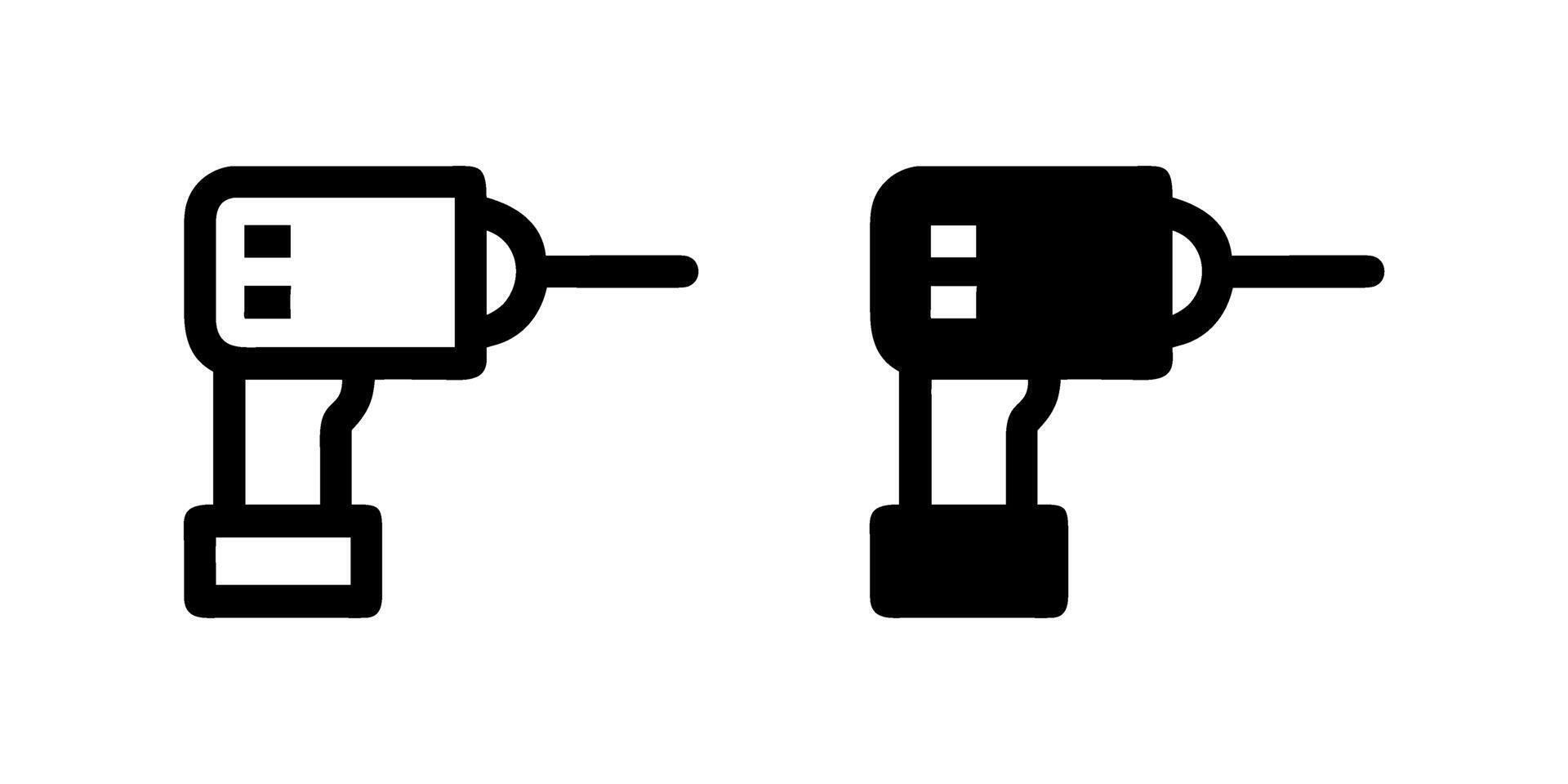 A minimalist icon set showcasing drills, perfect for construction and DIY designs. vector