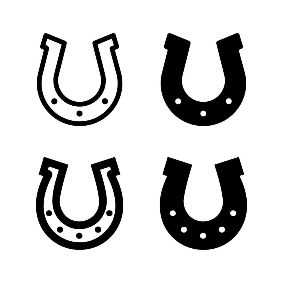 A minimalist icon set featuring horseshoes, perfect for luck and equestrian designs. vector
