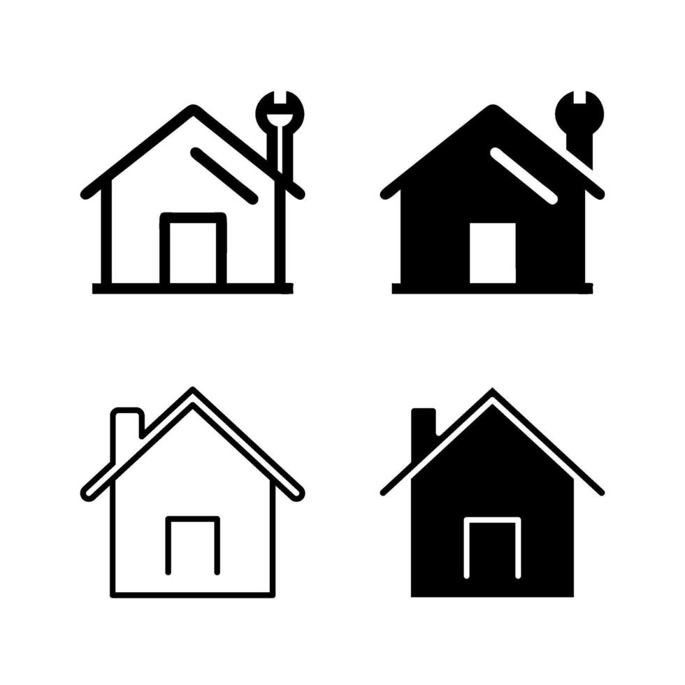 A modern icon set featuring home renovation symbols, suitable for construction and DIY designs. vector