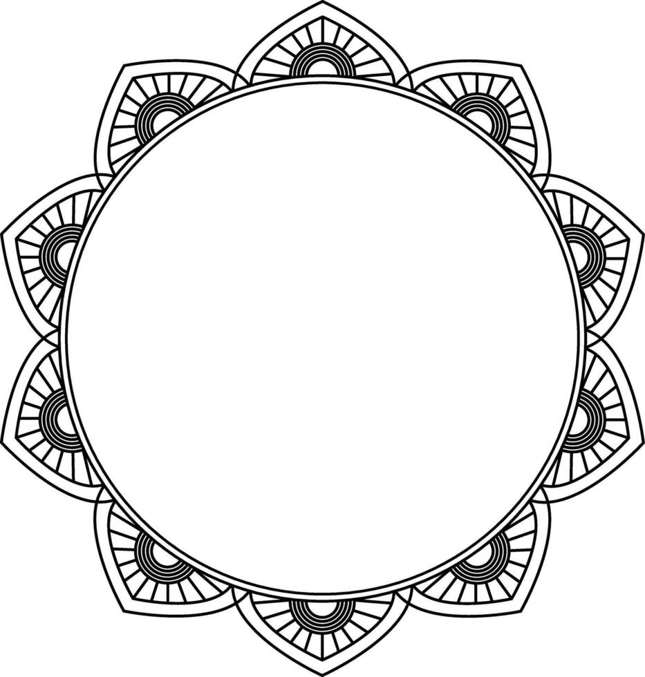 Mandala Style Circular Frame with Geometric Pattern Isolated on White Background vector