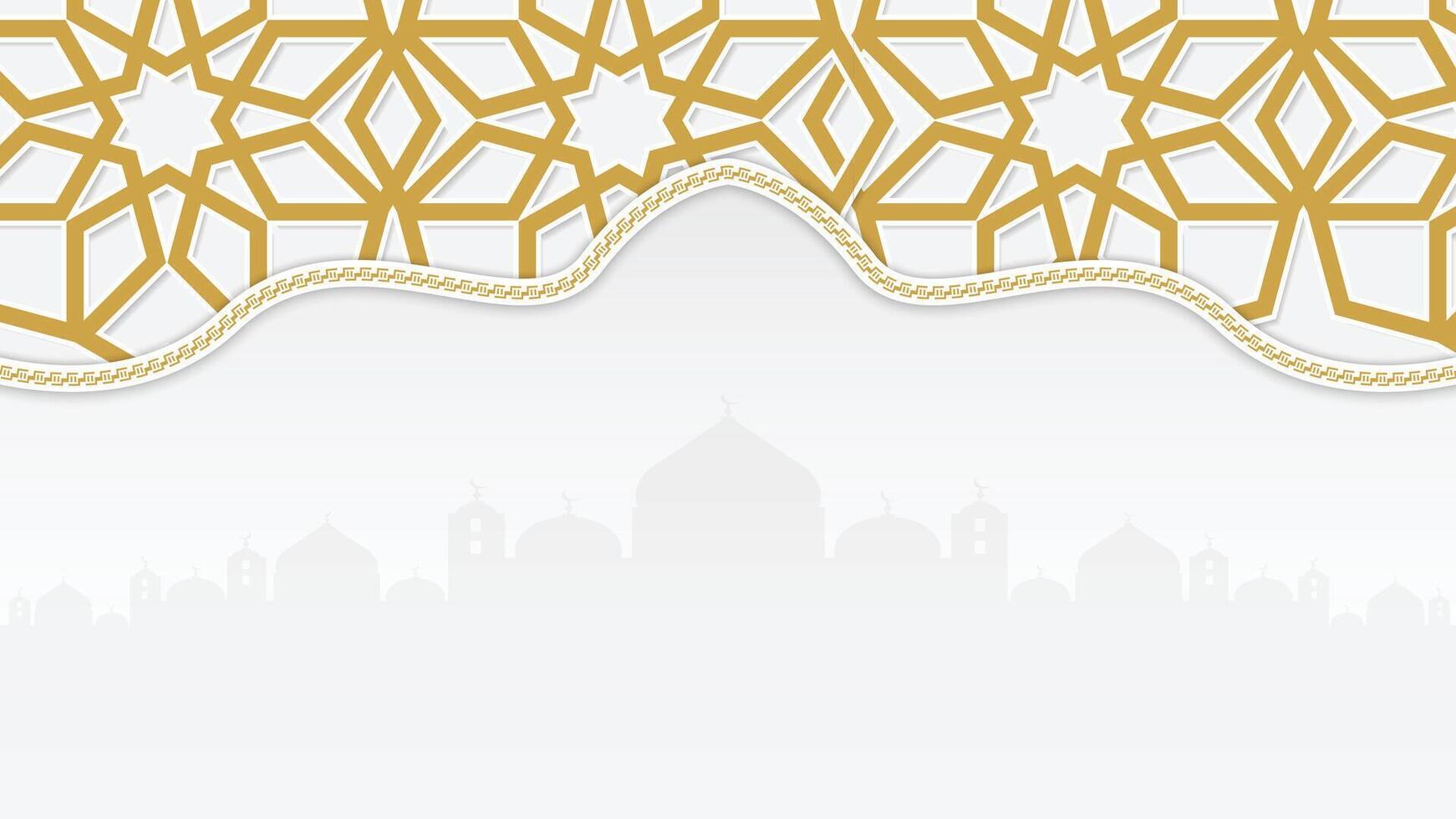 Ramadan Kareem Islamic Ornamental White Background with Mosque Silhouettes vector