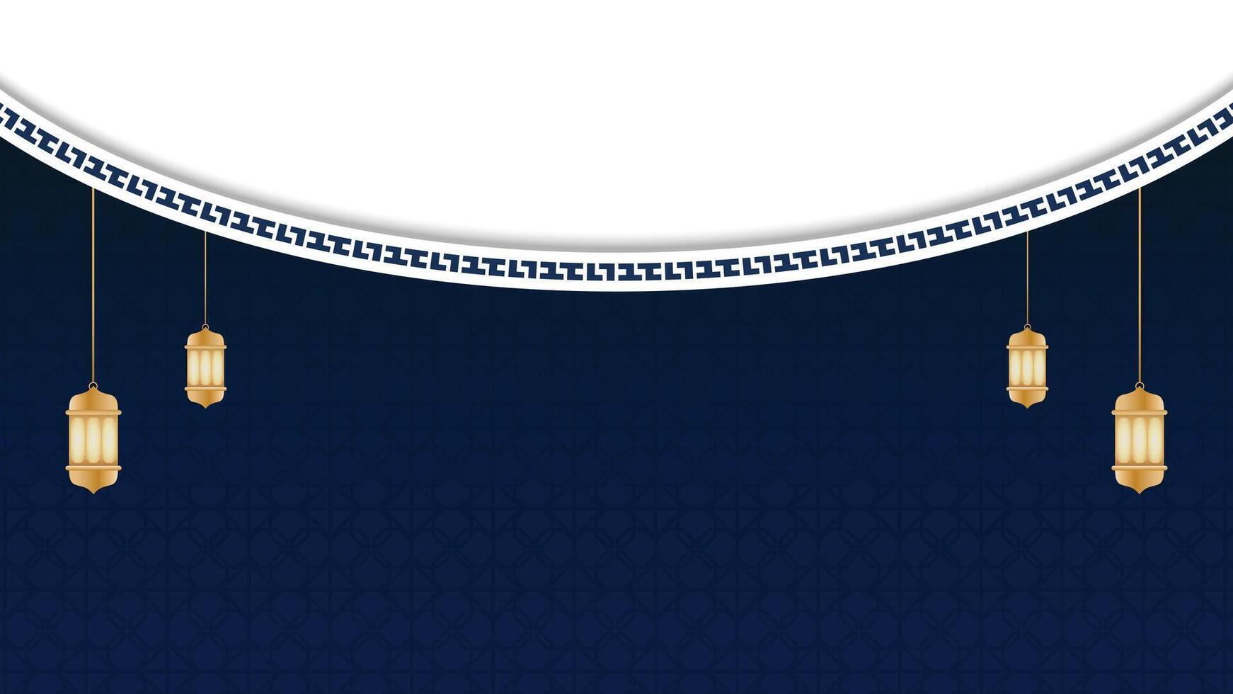 Ramadan Kareem Islamic Blank Background with Hanging Lanterns vector