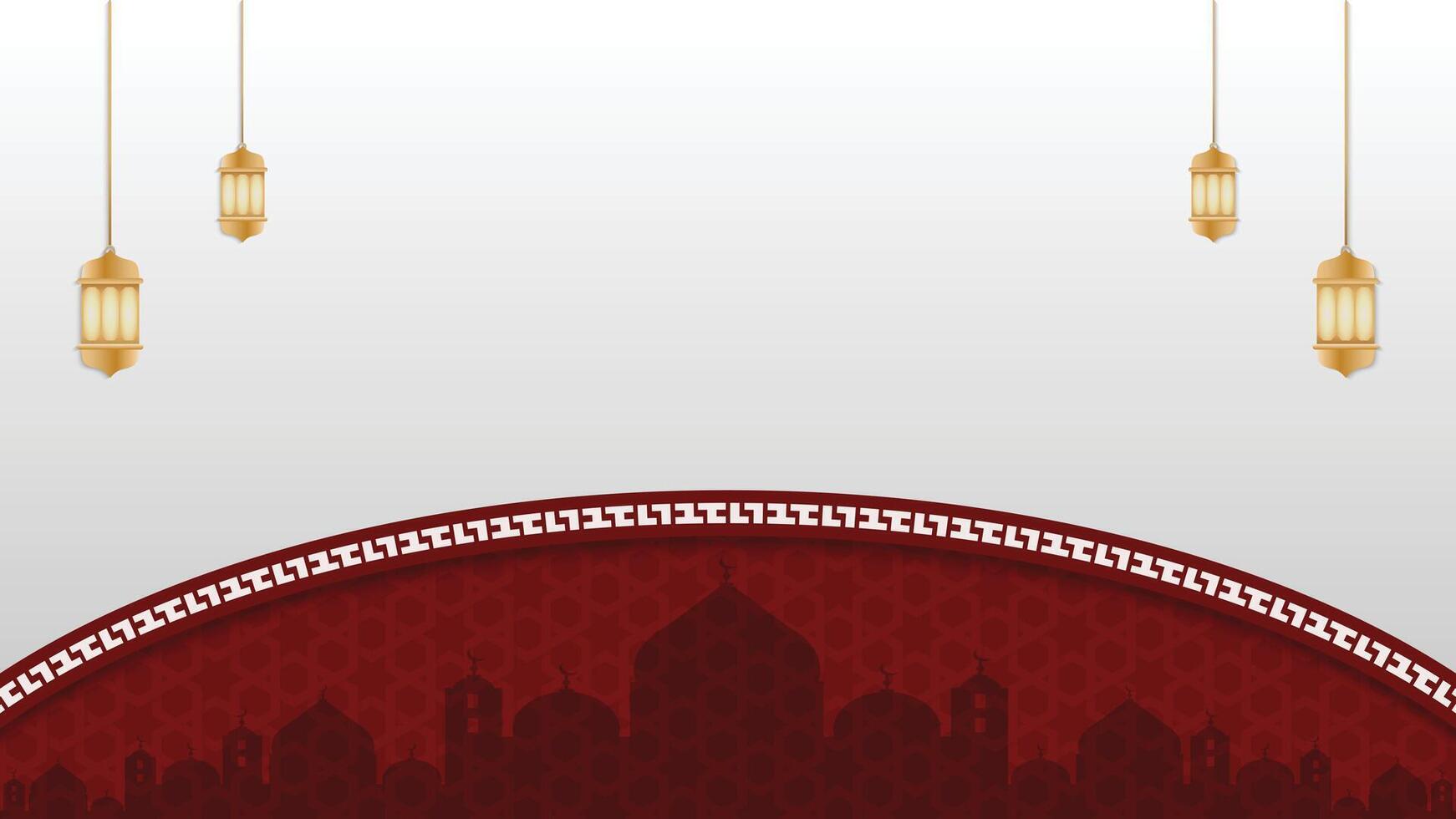 Ramadan Kareem Elegant Islamic Arabic Background with Lanterns and Mosque Silhouettes vector