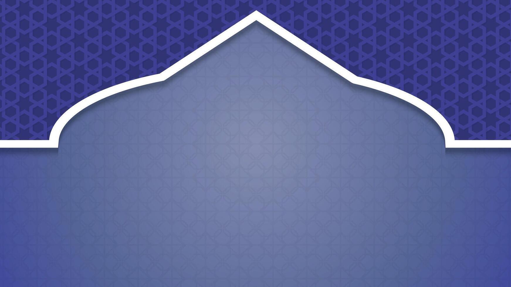 Blue Ramadan Kareem Islamic Ornamental Background with Mosque Frame vector