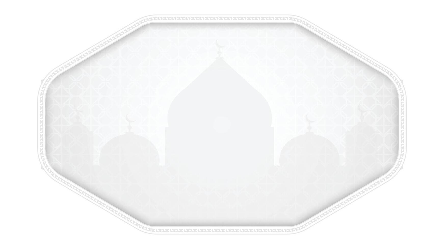 Arabic Islamic Elegant White Background with Mosque Silhouette and Geometric Patterns vector