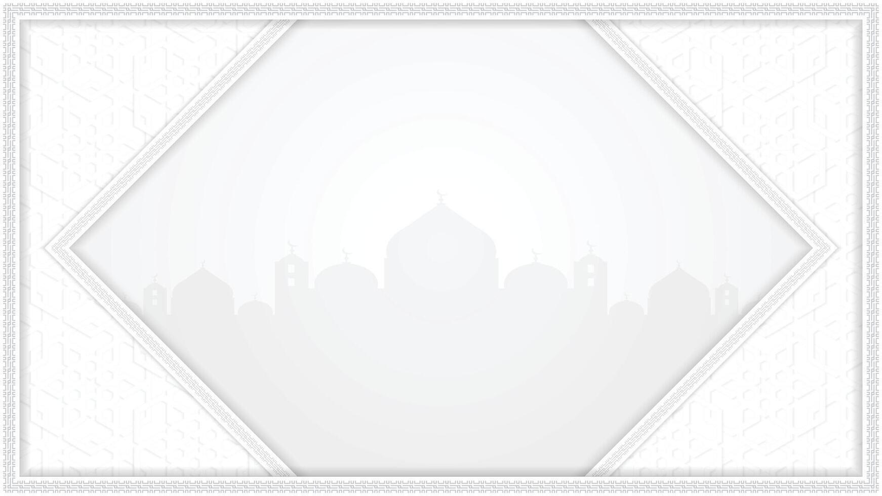 Ramadan Kareem Islamic Ornamental White Background with Mosque Silhouette and Decorative Geometric Patterns vector