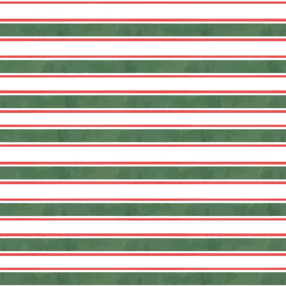 Watercolor abstract horizontal red and green stripes seamless pattern isolated background. Brush strokes. Hand painted Christmas ornate for textile design, contemporary interiors, holiday packaging vector