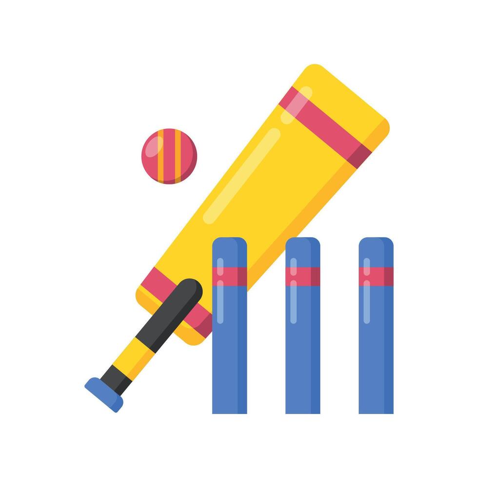 Cricket bat and ball icon vector
