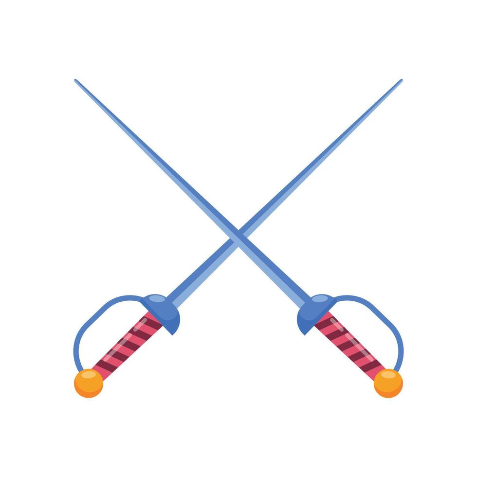 Two crossed swords icon in cartoon style vector